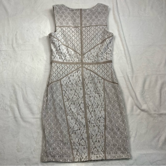 Maggy London Ivory Lace and Tan Bodycon Dress size 8 - Picture 7 of 7